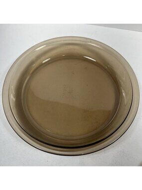 VINTAGE PYREX #209 AMBER GLASS DEEP DISH PIE PLATE BAKING PAN SMOOTH EDGE 9" USA